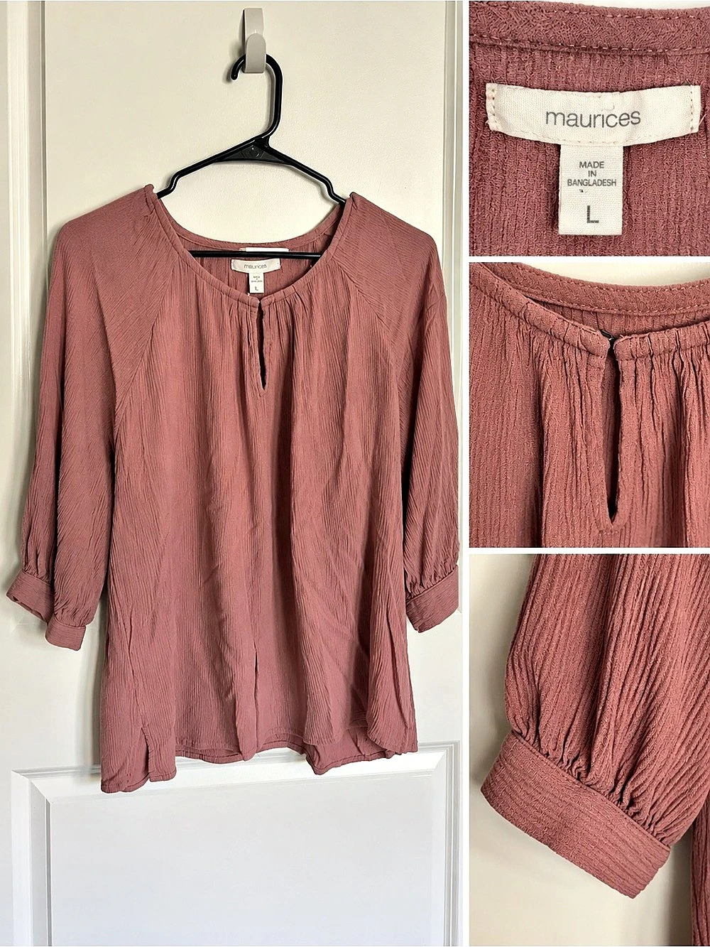 Maurices Textured Blouse in Pink Size Large Like New